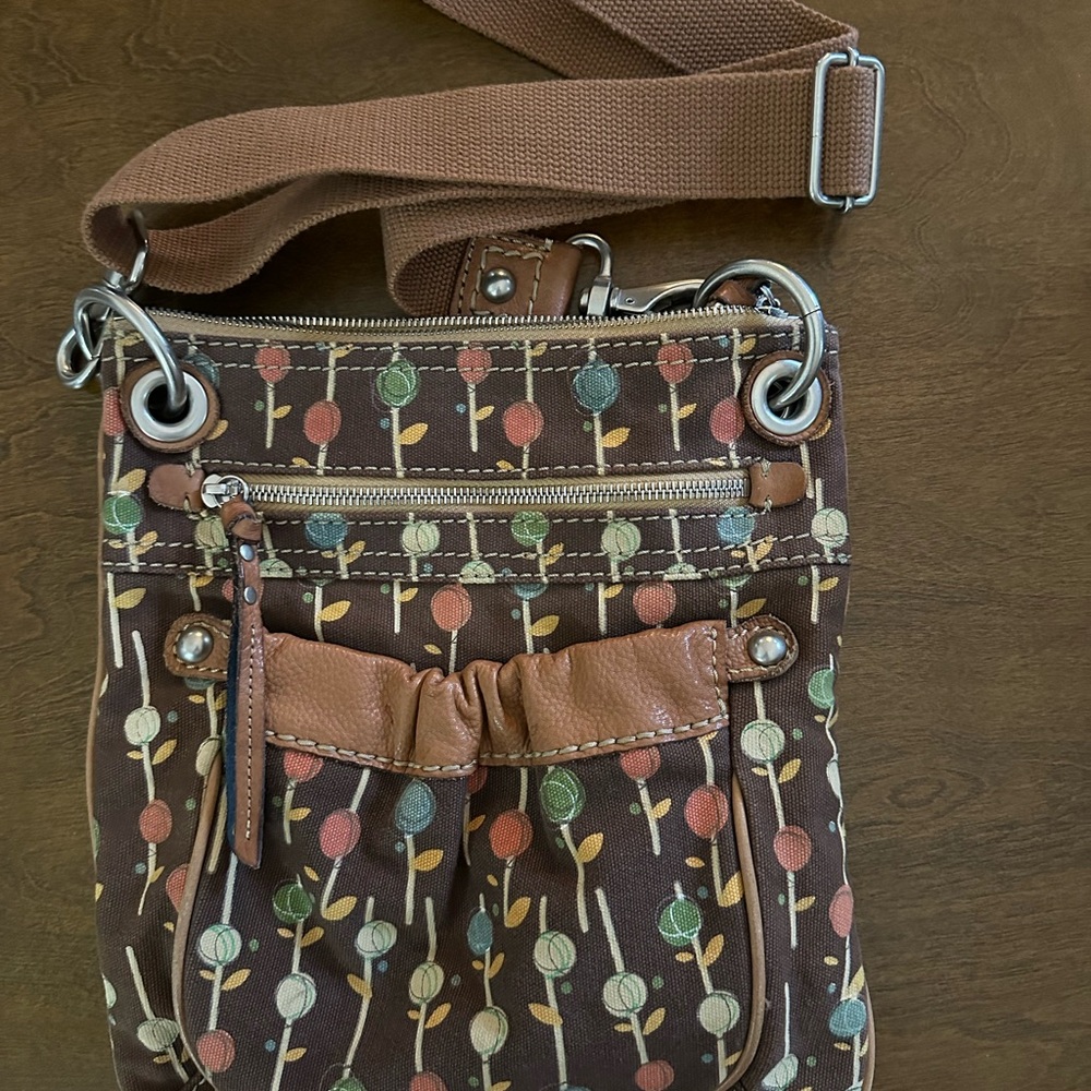 Fossil canvas cross-body purse.